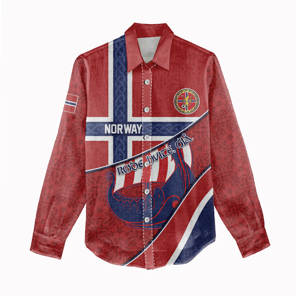 Custom Norway Football Women Casual Shirt Viking Ship Nordic Patterns