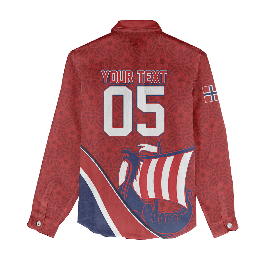 Custom Norway Football Women Casual Shirt Viking Ship Nordic Patterns