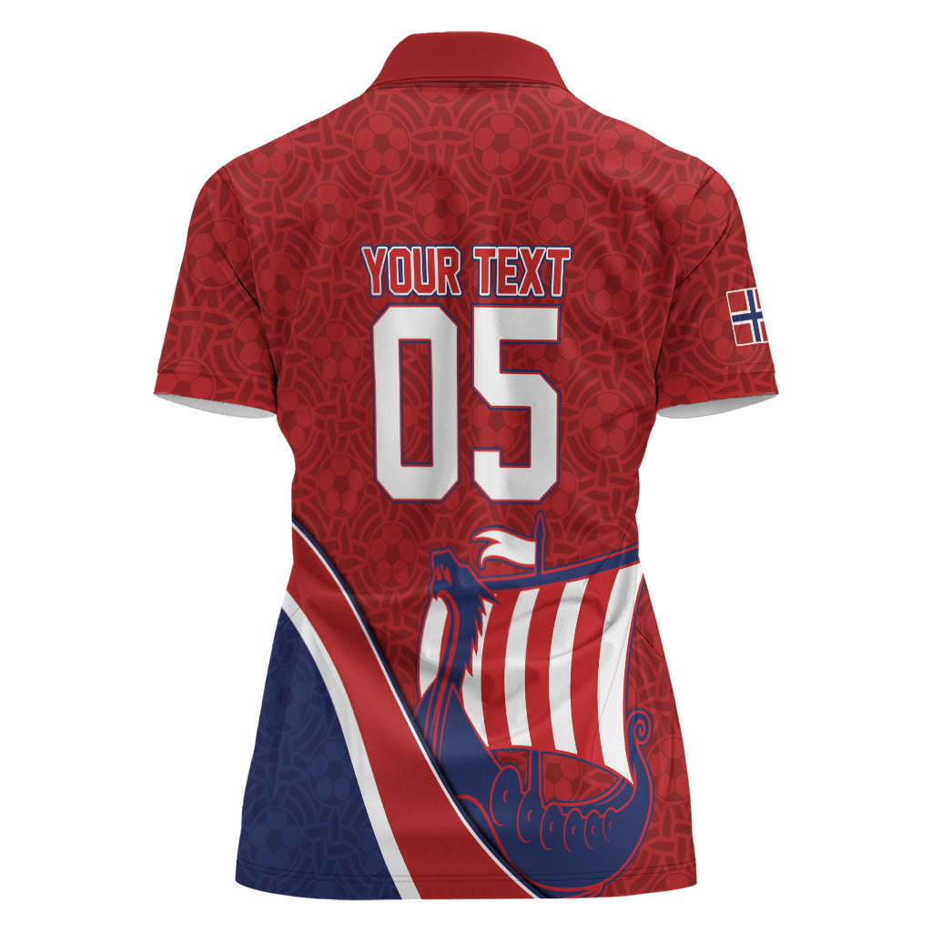 Custom Norway Football Women Polo Shirt Viking Ship Nordic Patterns