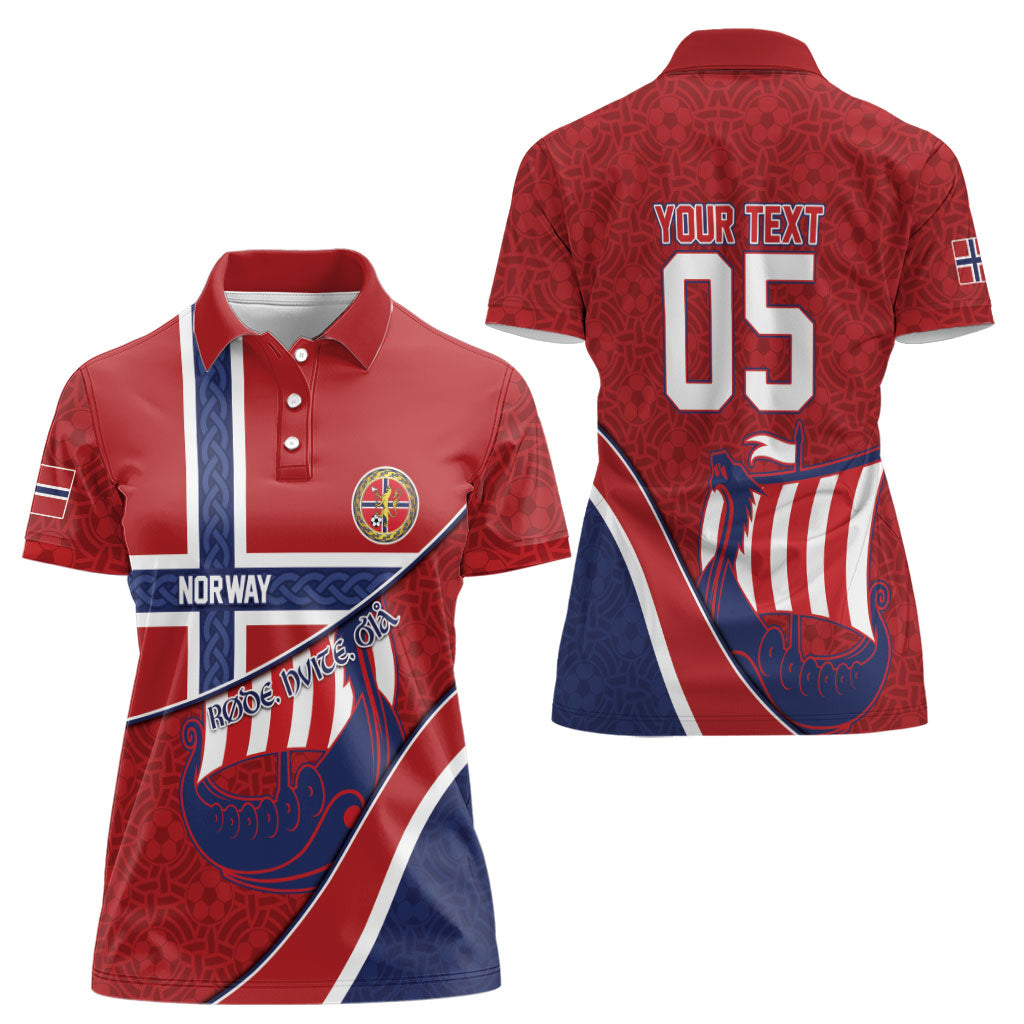Custom Norway Football Women Polo Shirt Viking Ship Nordic Patterns