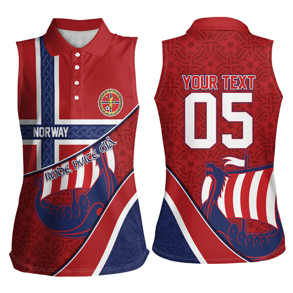 Custom Norway Football Women Sleeveless Polo Shirt Viking Ship Nordic Patterns