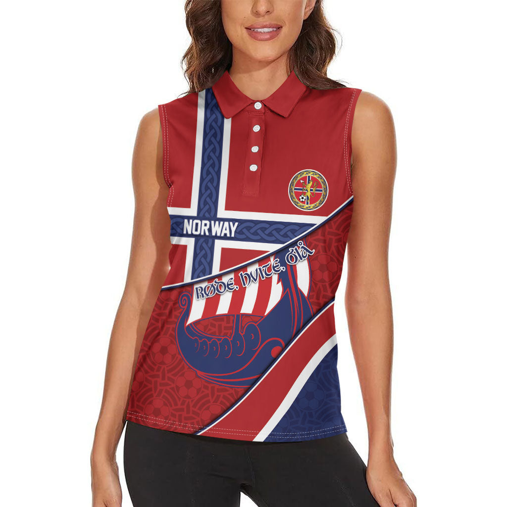 Custom Norway Football Women Sleeveless Polo Shirt Viking Ship Nordic Patterns