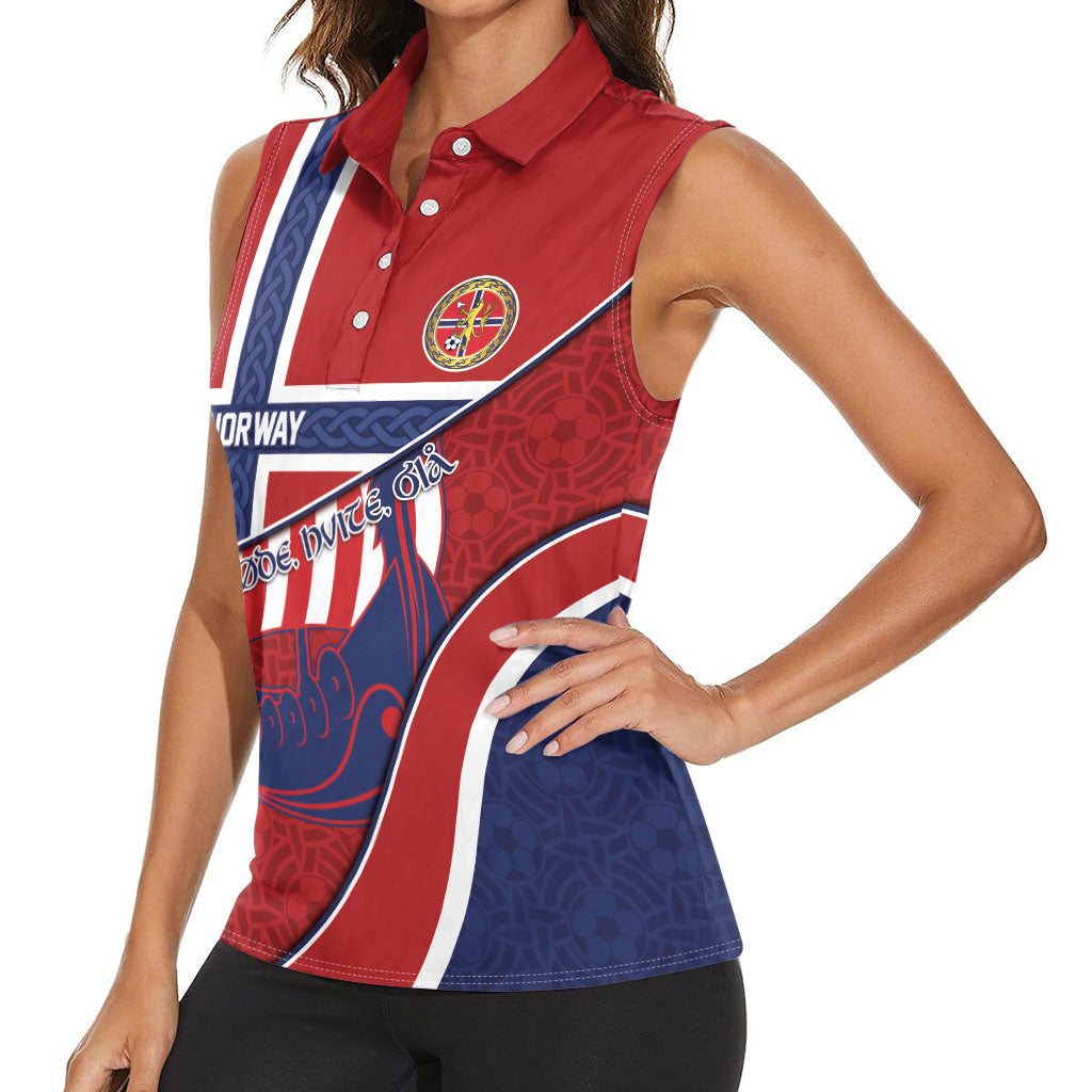 Custom Norway Football Women Sleeveless Polo Shirt Viking Ship Nordic Patterns