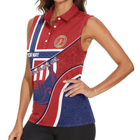 Custom Norway Football Women Sleeveless Polo Shirt Viking Ship Nordic Patterns