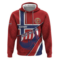 Custom Norway Football Zip Hoodie Viking Ship Nordic Patterns