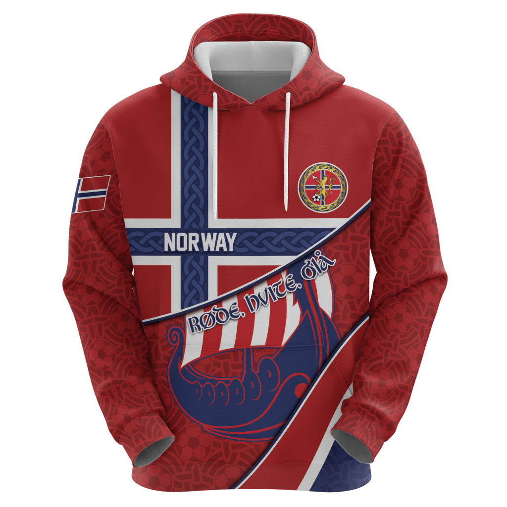 Custom Norway Football Zip Hoodie Viking Ship Nordic Patterns