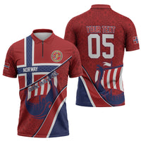 Custom Norway Football Zipper Polo Shirt Viking Ship Nordic Patterns