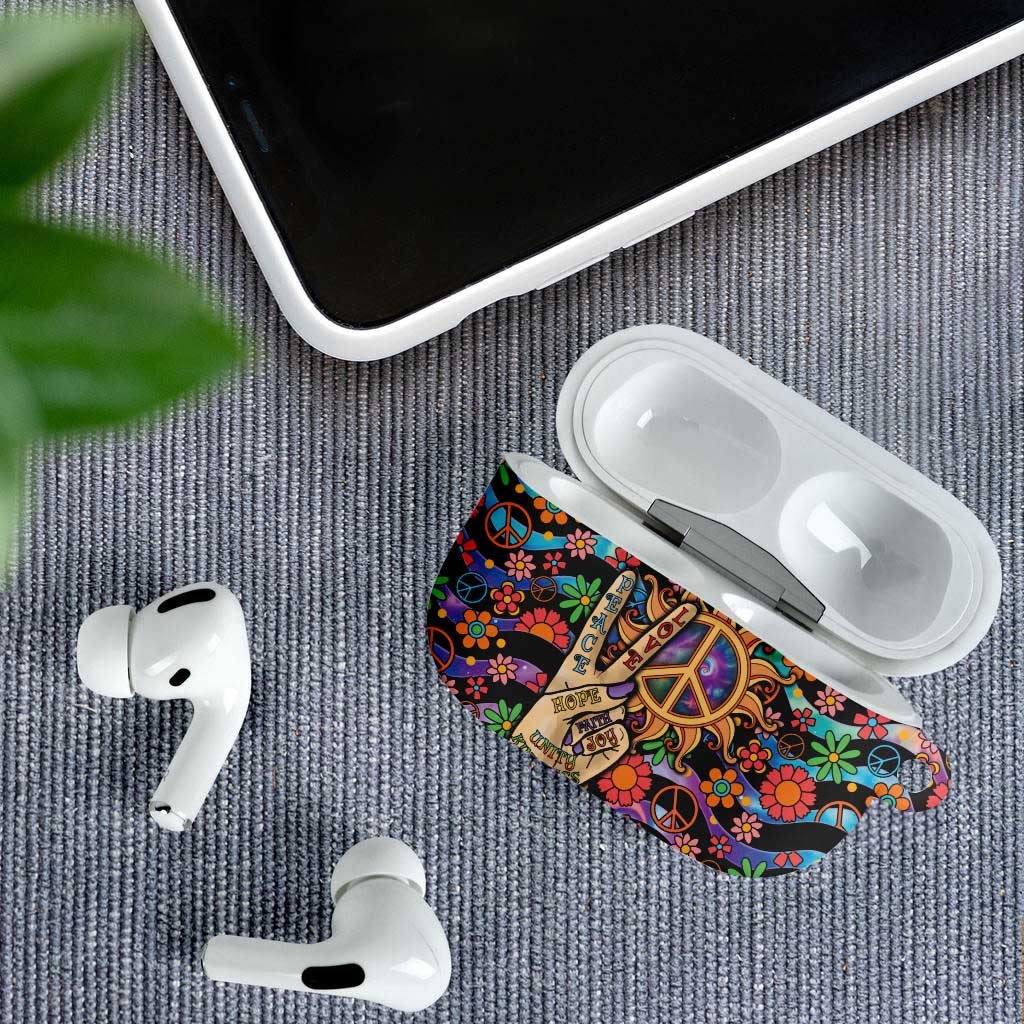 Hippie AirPods Case Hand Gesture V With Peace Symbol - Wonder Print Shop