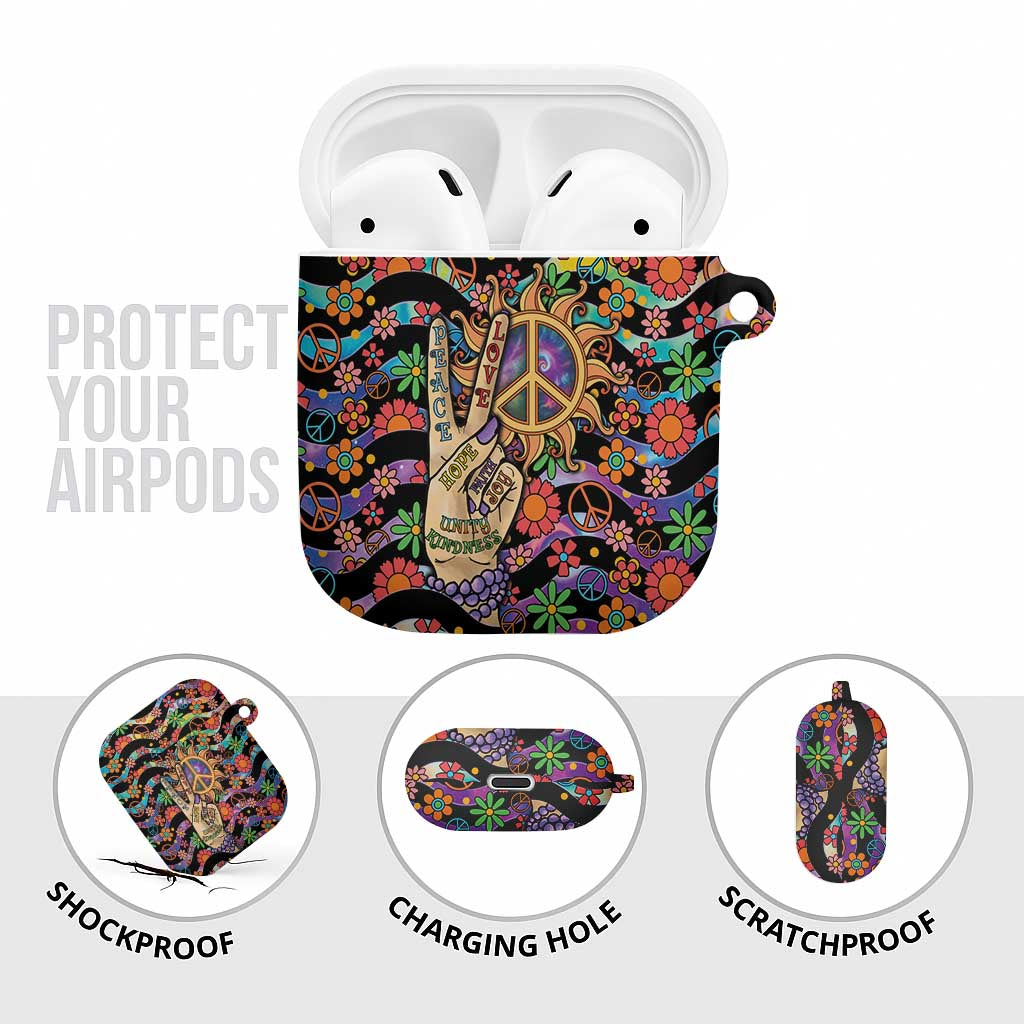 Hippie AirPods Case Hand Gesture V With Peace Symbol - Wonder Print Shop