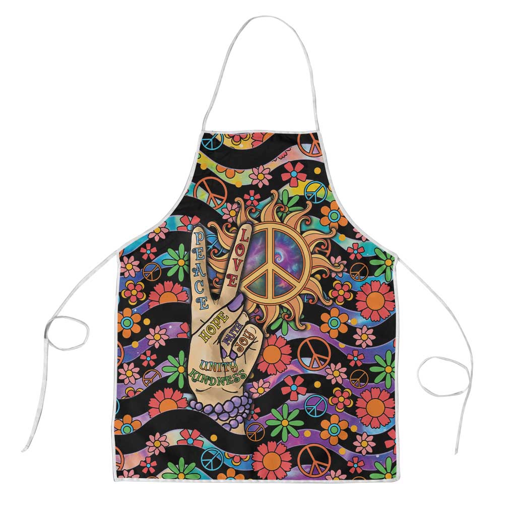 Hippie Apron Hand Gesture V With Peace Symbol - Wonder Print Shop