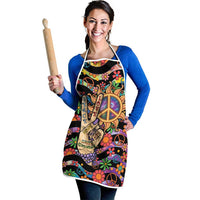 Hippie Apron Hand Gesture V With Peace Symbol - Wonder Print Shop