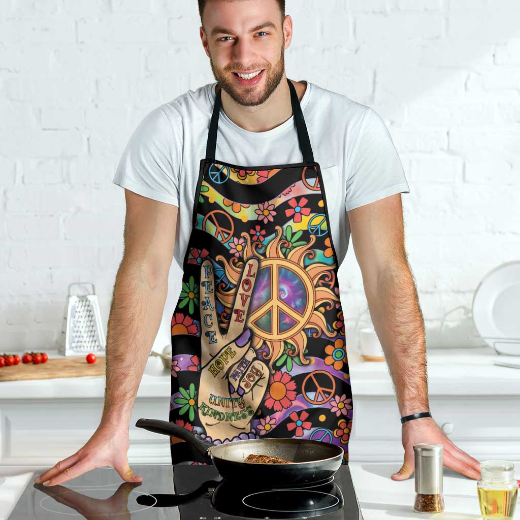 Hippie Apron Hand Gesture V With Peace Symbol - Wonder Print Shop
