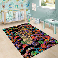 Hippie Area Rug Hand Gesture V With Peace Symbol - Wonder Print Shop