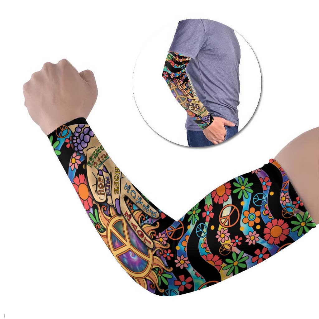 Hippie Arm Sleeves Hand Gesture V With Peace Symbol - Wonder Print Shop