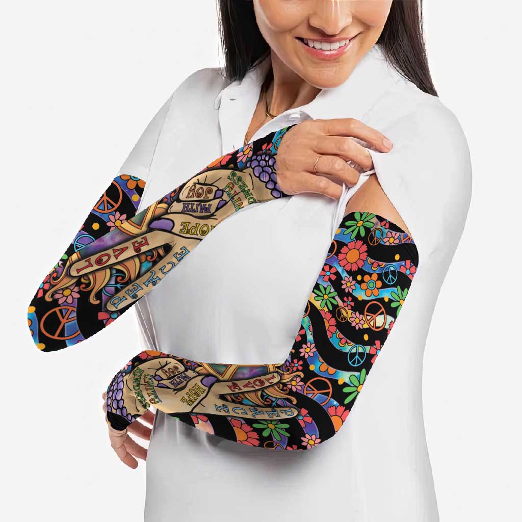 Hippie Arm Sleeves Hand Gesture V With Peace Symbol - Wonder Print Shop