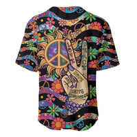 Hippie Baseball Jersey Hand Gesture V With Peace Symbol - Wonder Print Shop