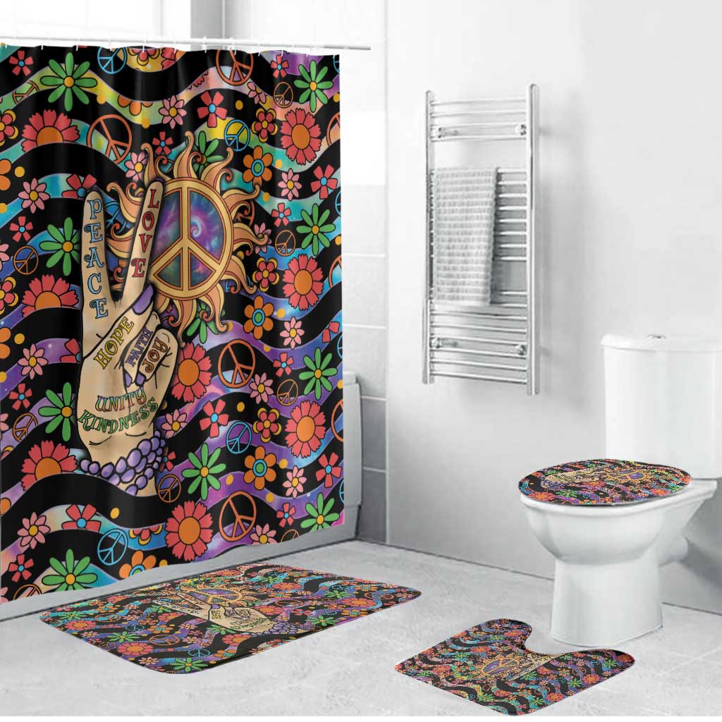 Hippie Bathroom Set Hand Gesture V With Peace Symbol - Wonder Print Shop
