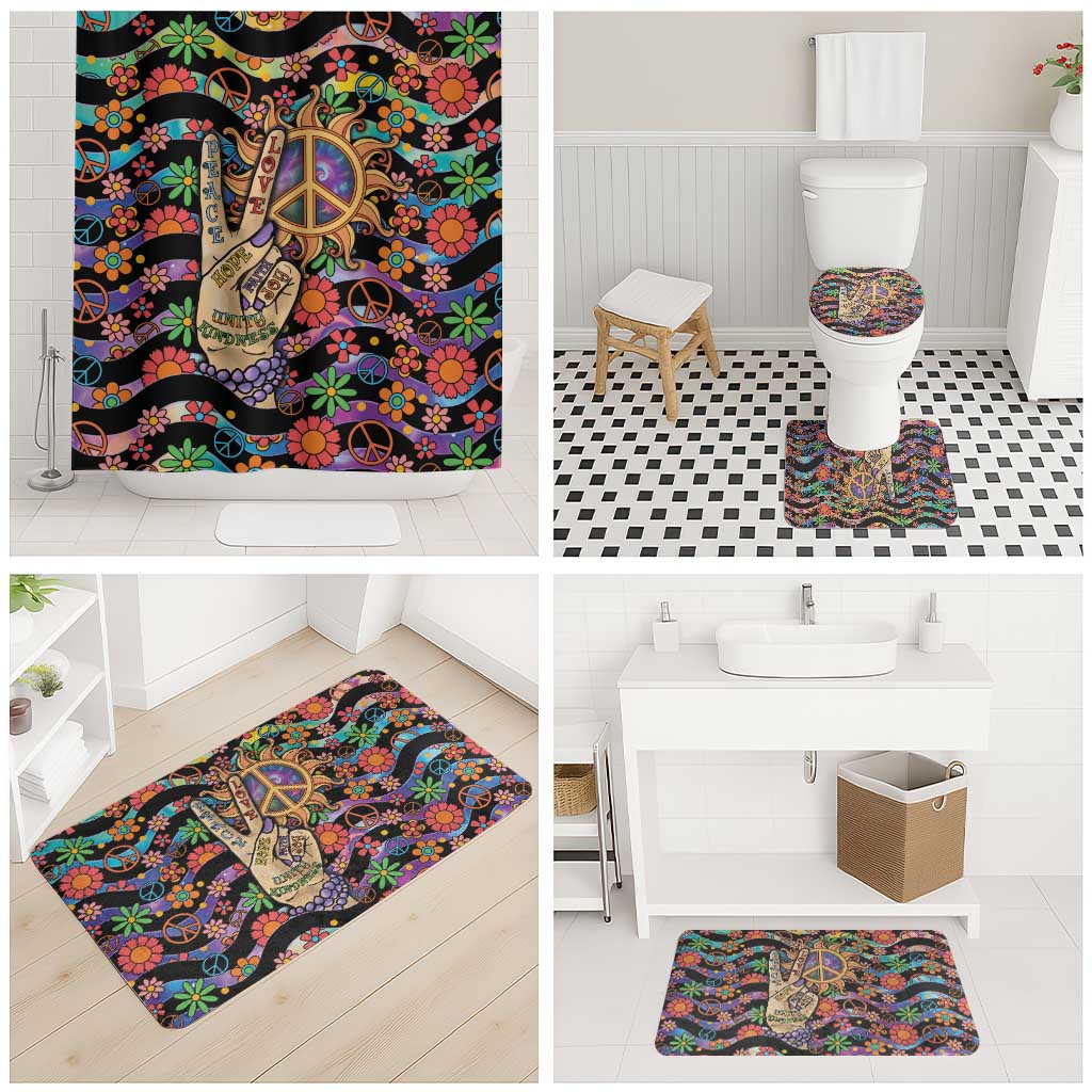 Hippie Bathroom Set Hand Gesture V With Peace Symbol - Wonder Print Shop