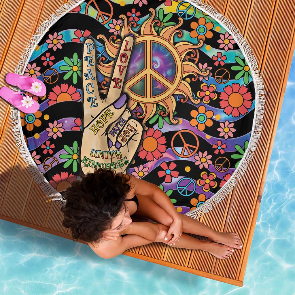 Hippie Beach Blanket Hand Gesture V With Peace Symbol - Wonder Print Shop