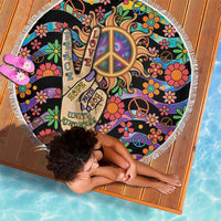 Hippie Beach Blanket Hand Gesture V With Peace Symbol - Wonder Print Shop