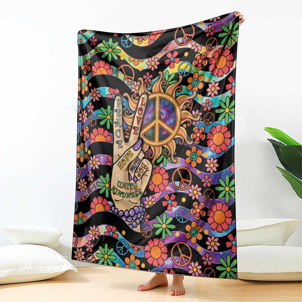 Hippie Blanket Hand Gesture V With Peace Symbol - Wonder Print Shop