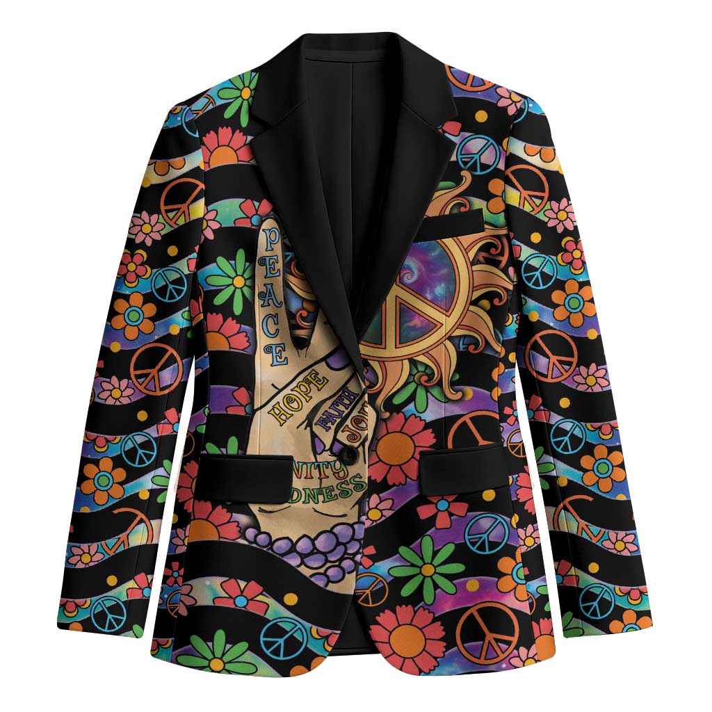 Hippie Blazer Hand Gesture V With Peace Symbol - Wonder Print Shop