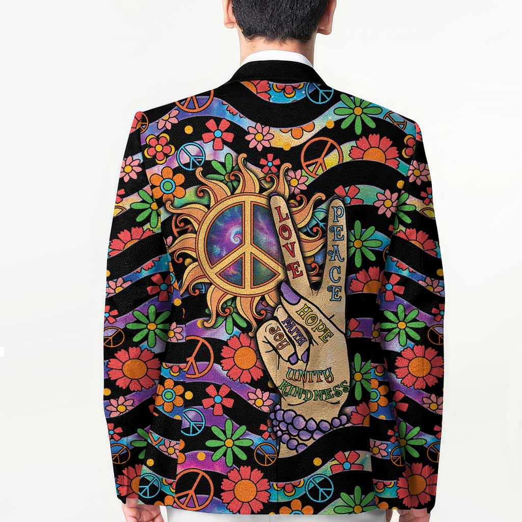 Hippie Blazer Hand Gesture V With Peace Symbol - Wonder Print Shop