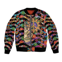 Hippie Bomber Jacket Hand Gesture V With Peace Symbol - Wonder Print Shop