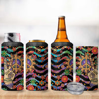 Hippie 4 in 1 Can Cooler Tumbler Hand Gesture V With Peace Symbol - Wonder Print Shop