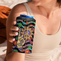 Hippie 4 in 1 Can Cooler Tumbler Hand Gesture V With Peace Symbol - Wonder Print Shop