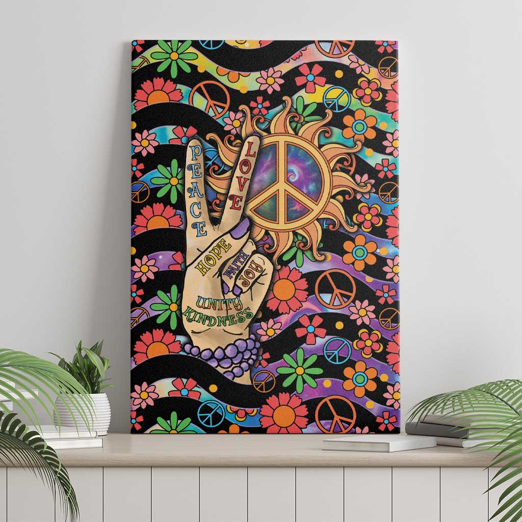 Hippie Canvas Wall Art Hand Gesture V With Peace Symbol - Wonder Print Shop