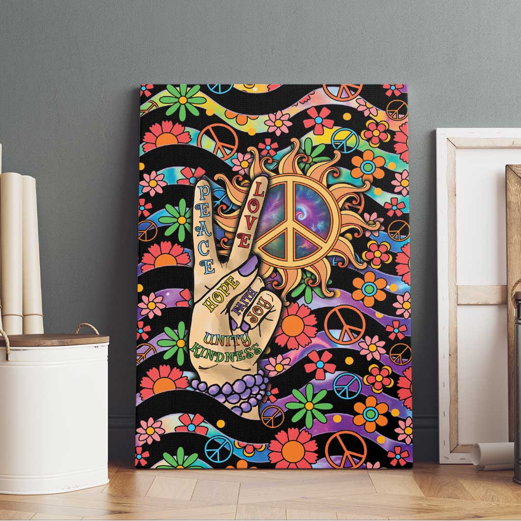 Hippie Canvas Wall Art Hand Gesture V With Peace Symbol - Wonder Print Shop