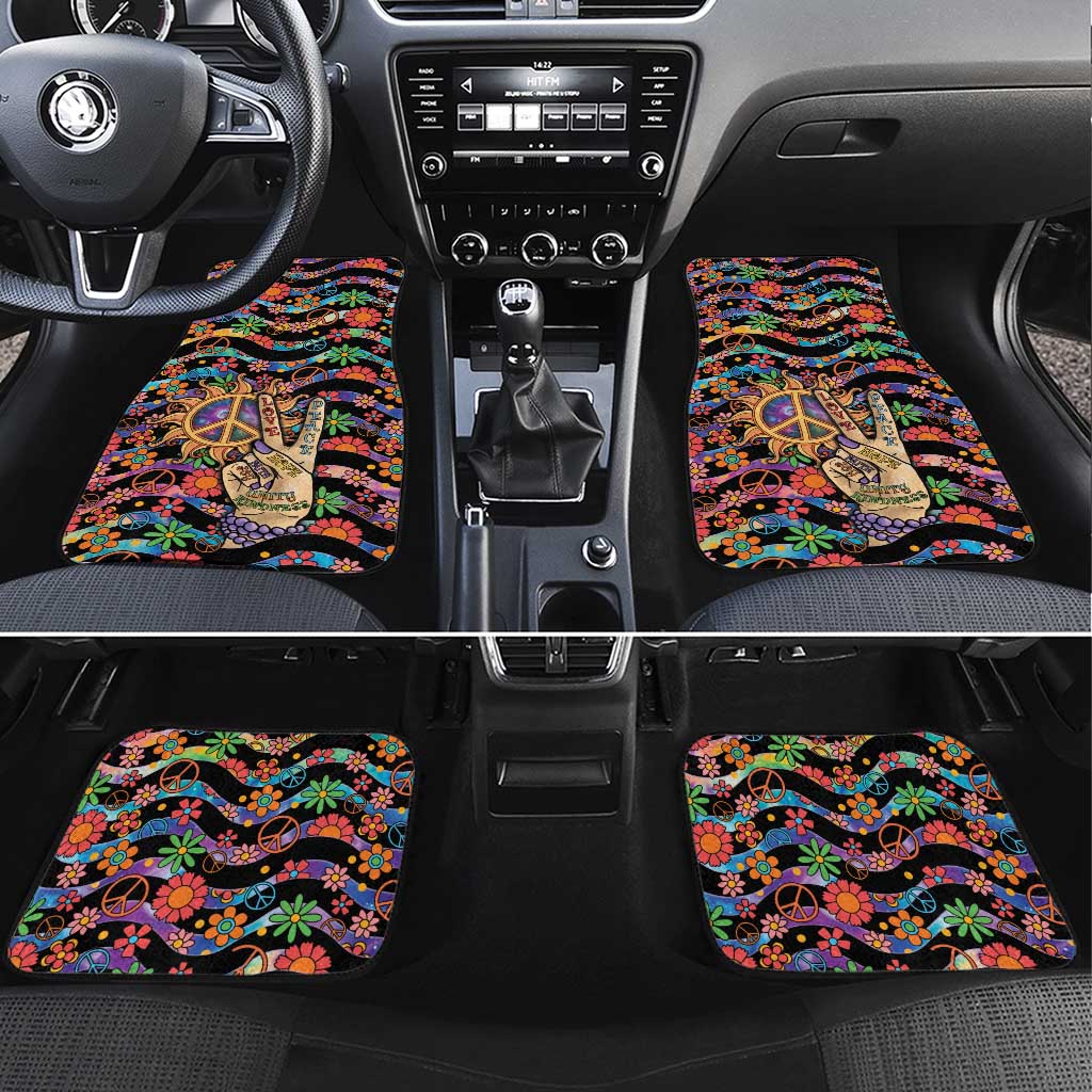 Hippie Car Mats Hand Gesture V With Peace Symbol - Wonder Print Shop