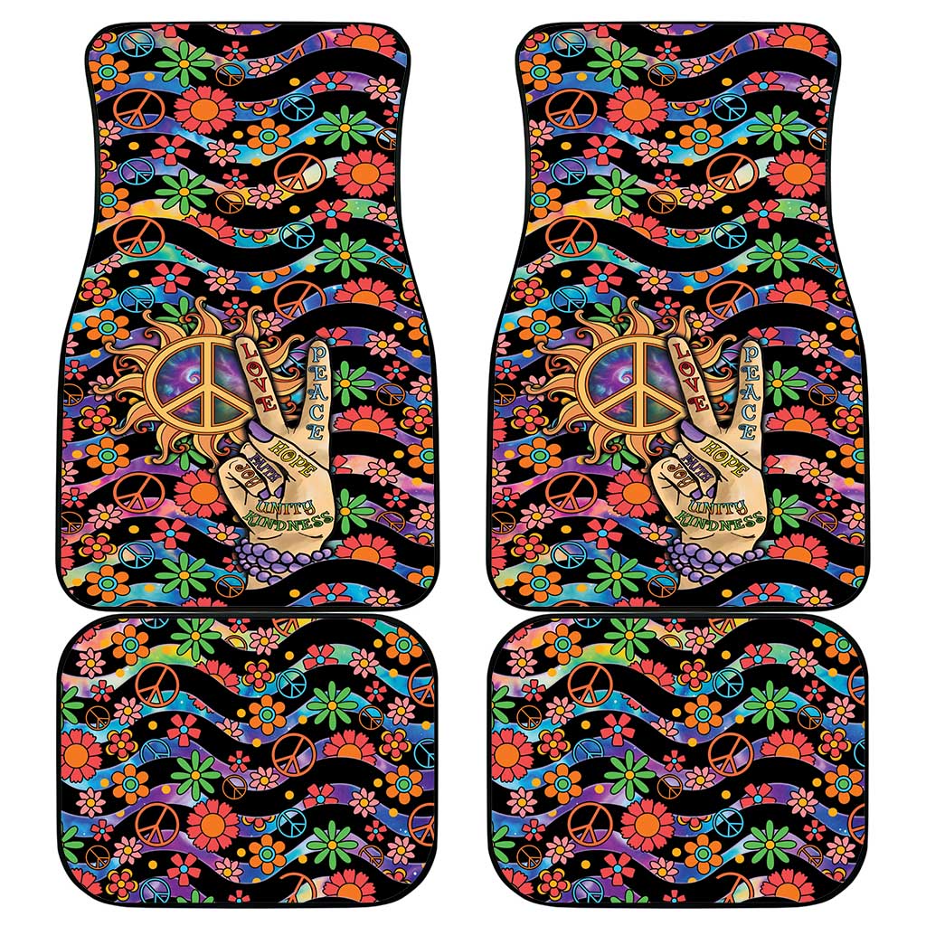 Hippie Car Mats Hand Gesture V With Peace Symbol - Wonder Print Shop