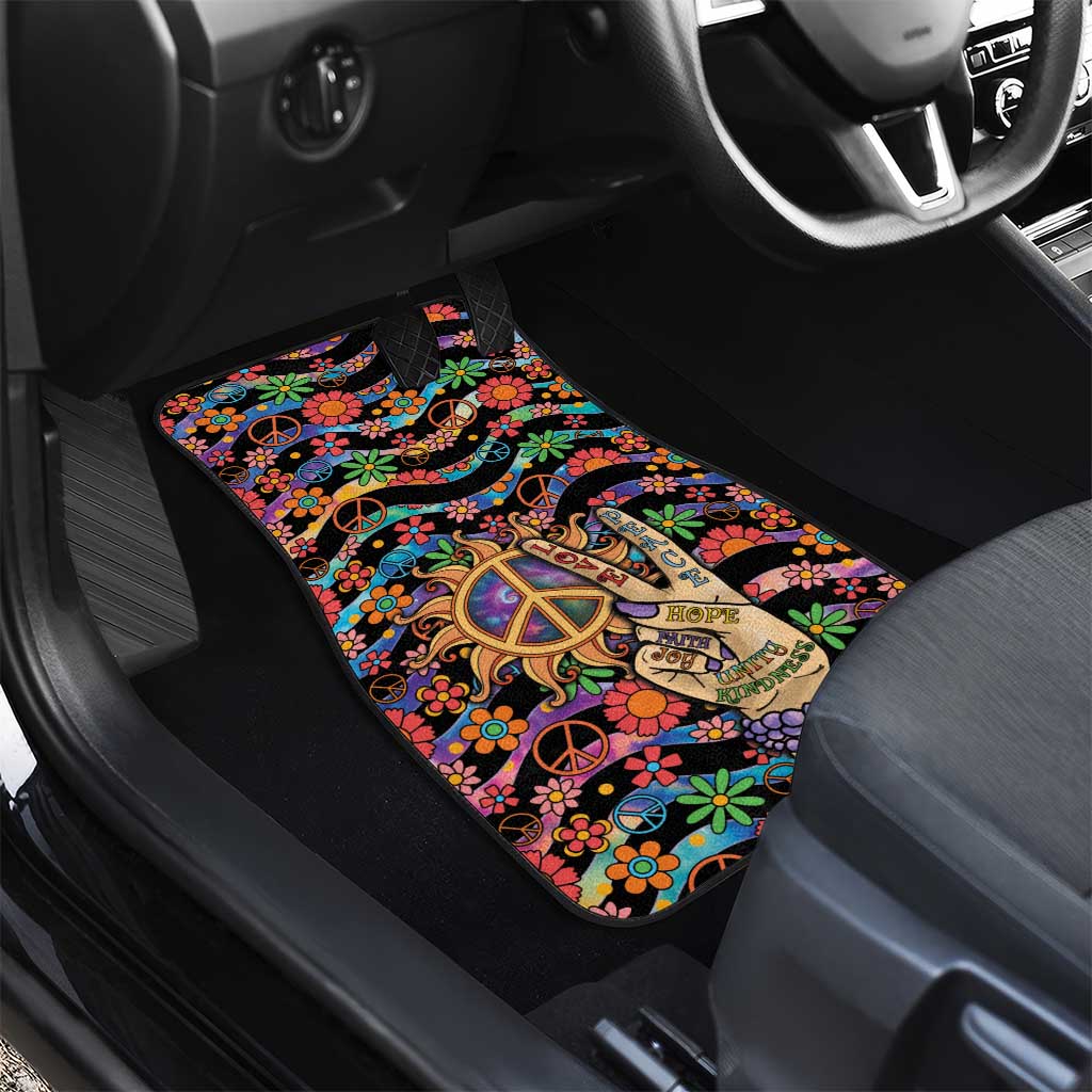 Hippie Car Mats Hand Gesture V With Peace Symbol - Wonder Print Shop
