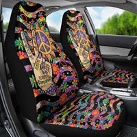 Hippie Car Seat Cover Hand Gesture V With Peace Symbol - Wonder Print Shop
