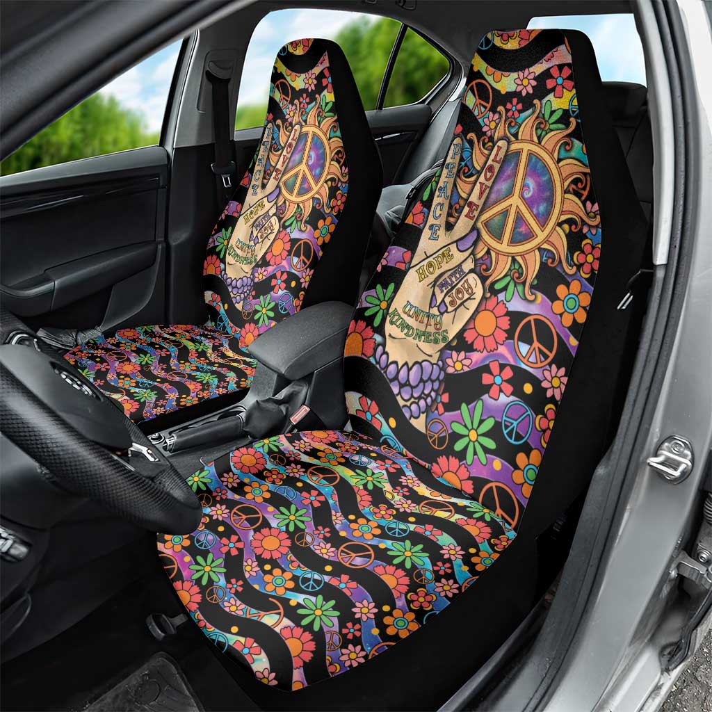 Hippie Car Seat Cover Hand Gesture V With Peace Symbol - Wonder Print Shop