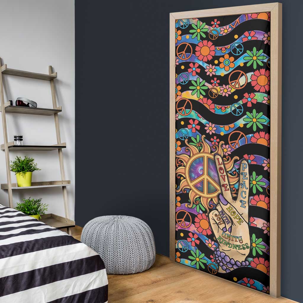 Hippie Door Cover Hand Gesture V With Peace Symbol - Wonder Print Shop