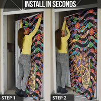 Hippie Door Cover Hand Gesture V With Peace Symbol - Wonder Print Shop
