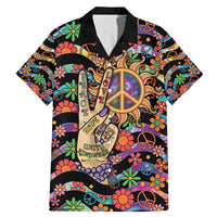 Hippie Family Matching Mermaid Dress and Hawaiian Shirt Hand Gesture V With Peace Symbol - Wonder Print Shop