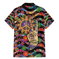Hippie Family Matching Mermaid Dress and Hawaiian Shirt Hand Gesture V With Peace Symbol - Wonder Print Shop