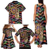 Hippie Family Matching Tank Maxi Dress and Hawaiian Shirt Hand Gesture V With Peace Symbol - Wonder Print Shop