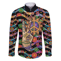 Hippie Family Matching Tank Maxi Dress and Hawaiian Shirt Hand Gesture V With Peace Symbol - Wonder Print Shop