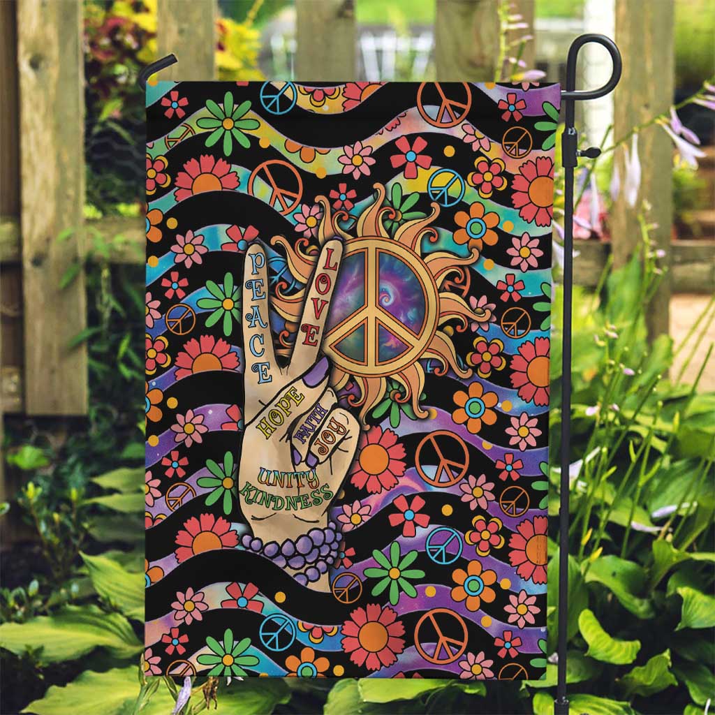 Hippie Garden Flag Hand Gesture V With Peace Symbol - Wonder Print Shop