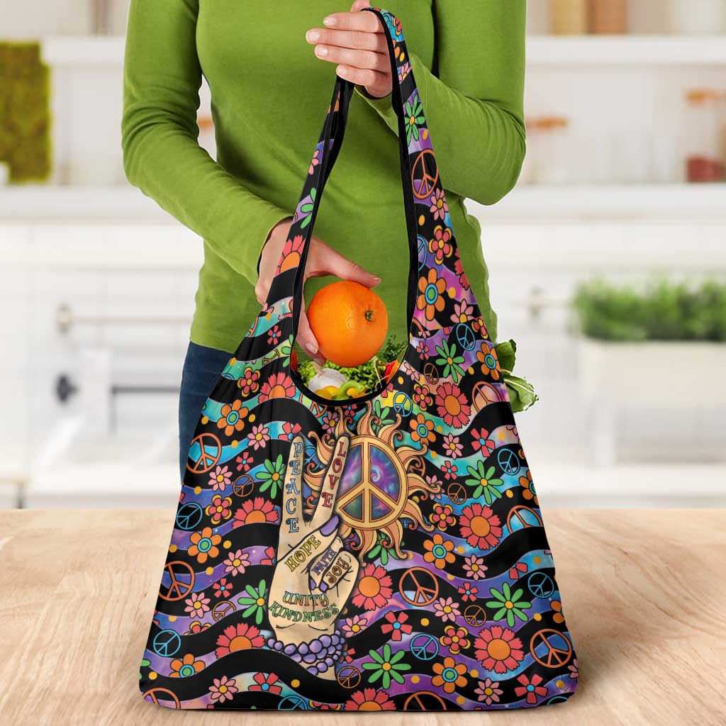 Hippie Grocery Bag Hand Gesture V With Peace Symbol - Wonder Print Shop