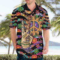 Hippie Hawaiian Shirt Hand Gesture V With Peace Symbol - Wonder Print Shop
