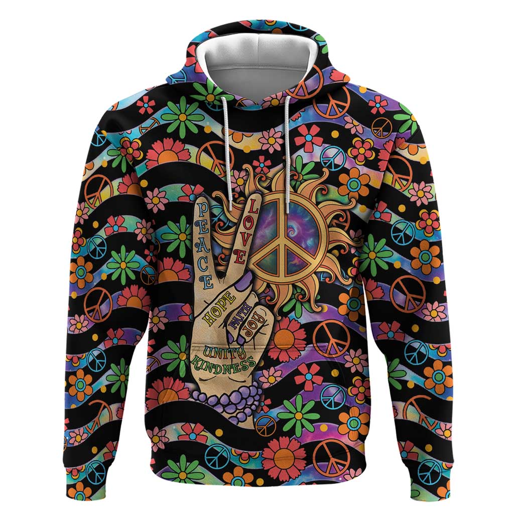 Hippie Hoodie Hand Gesture V With Peace Symbol - Wonder Print Shop