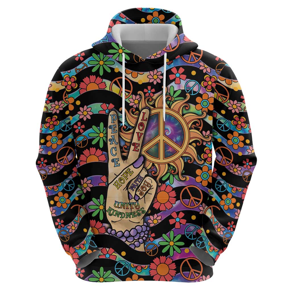 Hippie Hoodie Hand Gesture V With Peace Symbol - Wonder Print Shop