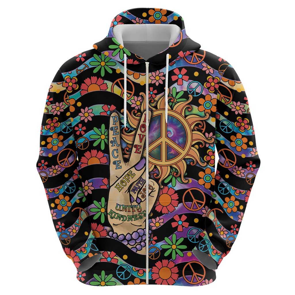 Hippie Hoodie Hand Gesture V With Peace Symbol - Wonder Print Shop