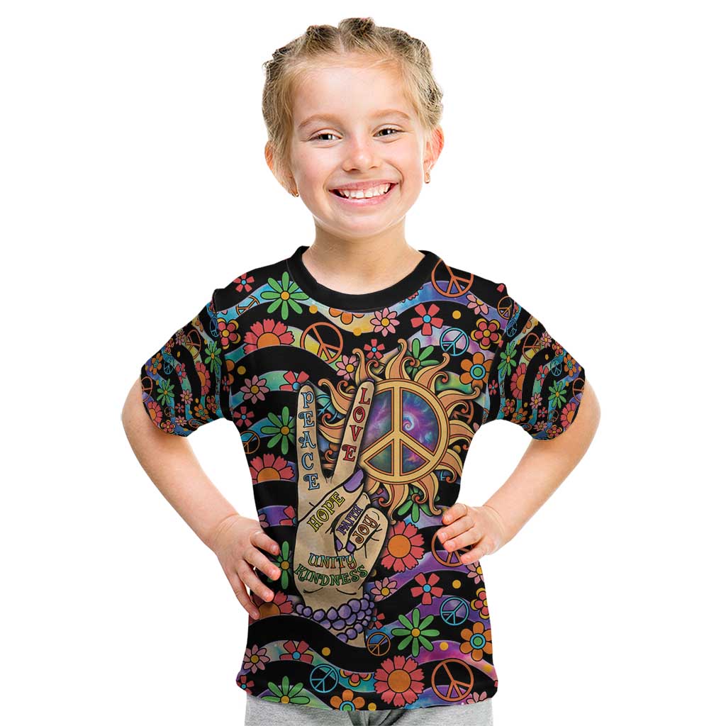 Hippie Kid T Shirt Hand Gesture V With Peace Symbol - Wonder Print Shop
